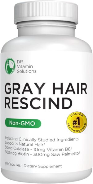 Gray Hair Rescind with Catalase – Antiaging Hair, Skin and Nails Vitamins, Pantothenic Acid, Folic Acid 400mcg, Biotin 300mcg, Saw Palmetto for Men and Women Gray Hair Rescind with Catalase – Antiaging Hair, Skin and Nails Vitamins, Pantothenic Acid, Folic Acid 400mcg, Biotin 300mcg, Saw Palmetto for Men and Women