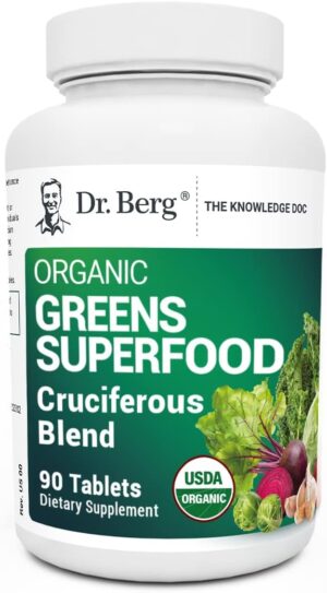 Dr. Berg’s Greens Superfood Cruciferous Vegetable Tablets – Vegetable Supplements for Adults w/ 11 Phytonutrient Super Greens Tablets – Energy, Immune System & Liver Veggie Tablets – 90 Tablets Dr. Berg’s Greens Superfood Cruciferous Vegetable Tablets – Vegetable Supplements for Adults w/ 11 Phytonutrient Super Greens Tablets – Energy, Immune System & Liver Veggie Tablets – 90 Tablets