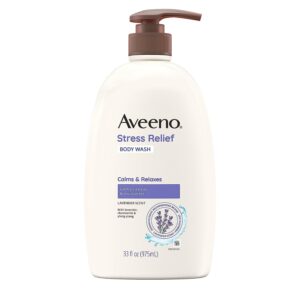 Aveeno Stress Relief Body Wash with Soothing Oat for Sensitive Skin, Lavender Body Wash to help you feel Calm and Relaxed, Sulfate-Free, 33 FL OZ Aveeno Stress Relief Body Wash with Soothing Oat for Sensitive Skin, Lavender Body Wash to help you feel Calm and Relaxed, Sulfate-Free, 33 FL OZ
