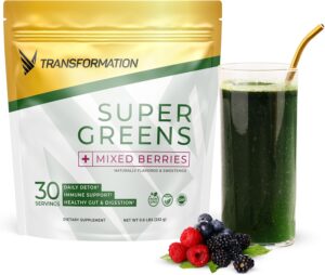 Transformation Super Greens Superfood Green Juice Powder – Immune & Energy Support | Natural Ingredients | Detoxifying & Alkalizing Minerals – Spirulina, Chlorella, Wheatgrass, Spinach, Alfalfa Transformation Super Greens Superfood Green Juice Powder – Immune & Energy Support | Natural Ingredients | Detoxifying & Alkalizing Minerals – Spirulina, Chlorella, Wheatgrass, Spinach, Alfalfa