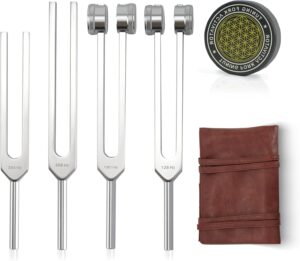 Tuning Forks for Healing Set – Includes 128Hz, 136Hz, 256Hz, 384Hz & Activator, Portable in Red Leather Pouch – Medical Grade Sound Healing Instruments for Chakra, Yoga, and Meditation Tuning Forks for Healing Set – Includes 128Hz, 136Hz, 256Hz, 384Hz & Activator, Portable in Red Leather Pouch – Medical Grade Sound Healing Instruments for Chakra, Yoga, and Meditation