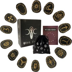 Runes, 14pcs Witch Rune Stones Set with Guide Book, Wooden Viking Runa for Beginners, Pagan/Altar/Witchcraft/Divination/Meditation/Spiritual Runes, 14pcs Witch Rune Stones Set with Guide Book, Wooden Viking Runa for Beginners, Pagan/Altar/Witchcraft/Divination/Meditation/Spiritual