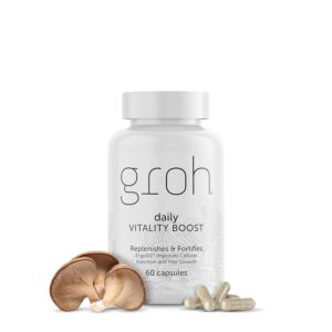 Groh Daily Vitality Boost – All Natural Hair Growth Supplement powered by ErgoD2 – Rich in Antioxidants – Vitamins for Stronger Hair, Skin & Nails- Best Choice for Thinning Hair – 60 Count Groh Daily Vitality Boost – All Natural Hair Growth Supplement powered by ErgoD2 – Rich in Antioxidants – Vitamins for Stronger Hair, Skin & Nails- Best Choice for Thinning Hair – 60 Count