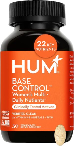 HUM Base Control – Daily Women’s Multivitamin & Minerals w/B Complex, Vitamin C, 22 Micro-Nutrients + Iron & Biotin to Support Pre-Menopause Women – Non-GMO & Gluten-Free (30 Tablets) HUM Base Control – Daily Women’s Multivitamin & Minerals w/B Complex, Vitamin C, 22 Micro-Nutrients + Iron & Biotin to Support Pre-Menopause Women – Non-GMO & Gluten-Free (30 Tablets)