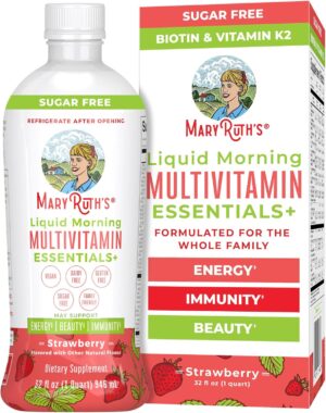 MaryRuth’s Liquid Morning Multivitamin Essentials+ | Vitamin A C D E B6 B12 Biotin Zinc | Mens Womens Multivitamin | Immune Support | Beauty | Sugar Free | Vitamins for Ages 1+ | Vegan | 32 Fl Oz MaryRuth’s Liquid Morning Multivitamin Essentials+ | Vitamin A C D E B6 B12 Biotin Zinc | Mens Womens Multivitamin | Immune Support | Beauty | Sugar Free | Vitamins for Ages 1+ | Vegan | 32 Fl Oz