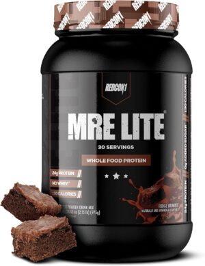REDCON1 MRE Lite Whole Food Protein Powder, Fudge Brownie – Low Carb & Whey Free Meal Replacement with Animal Protein Blends – Easy to Digest Supplement Made with MCT Oils (30 Servings) REDCON1 MRE Lite Whole Food Protein Powder, Fudge Brownie – Low Carb & Whey Free Meal Replacement with Animal Protein Blends – Easy to Digest Supplement Made with MCT Oils (30 Servings)