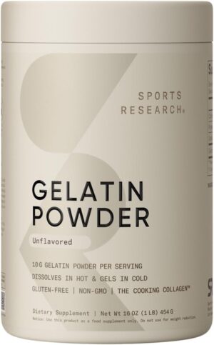 Sports Research Gelatin Collagen Cooking Powder – Sourced from Pasture Raised Cows | Great for Cooking and Baking – Certified Keto Friendly and Non-GMO Sports Research Gelatin Collagen Cooking Powder – Sourced from Pasture Raised Cows | Great for Cooking and Baking – Certified Keto Friendly and Non-GMO