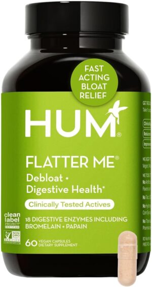 HUM Flatter Me Digestive Enzymes Bloating Supplement – Fast-Acting Bloat Relief for Digestive Health & Debloating Multi Enzyme | Bloat Pills, Anti Bloat Pills, Vegan 60 Servings HUM Flatter Me Digestive Enzymes Bloating Supplement – Fast-Acting Bloat Relief for Digestive Health & Debloating Multi Enzyme | Bloat Pills, Anti Bloat Pills, Vegan 60 Servings