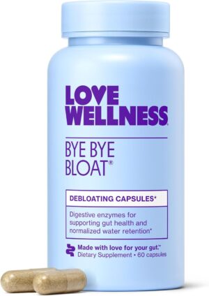 Love Wellness Bye Bye Bloat | Digestive Enzymes for Fast Acting Bloating Relief for Women | Helps Reduce Water Retention & Gas Relief | Supports Digestive Health with Fenugreek & Dandelion | 60 Count Love Wellness Bye Bye Bloat | Digestive Enzymes for Fast Acting Bloating Relief for Women | Helps Reduce Water Retention & Gas Relief | Supports Digestive Health with Fenugreek & Dandelion | 60 Count
