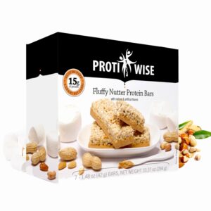 ProtiWise – High Protein 15g Bar | 7/Box | Weight Loss, Diet, KETO Friendly, Hunger Control, Meal Replacement | Gluten Free, Low Fat, Low Sugar (Fluffy Nutter) ProtiWise – High Protein 15g Bar | 7/Box | Weight Loss, Diet, KETO Friendly, Hunger Control, Meal Replacement | Gluten Free, Low Fat, Low Sugar (Fluffy Nutter)