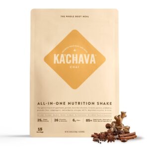 Ka’Chava All-In-One Nutrition Shake Blend, Chai, 15 Servings, 85+ Superfoods & Nutrients, Meal Replacement, Greens Plant-Based Superfood Powder Protein Drink, Digestive Enzymes & Probiotics, Vegan Dairy Gluten Free
