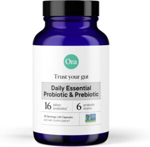 Ora Organic Probiotics with Prebiotics for Digestive Health 16 Billion CFU – Trust Your Gut – Strains – Acidophilus Lactobacillus Breve Bifidum Lactis Ora Organic Probiotics with Prebiotics for Digestive Health 16 Billion CFU – Trust Your Gut – Strains – Acidophilus Lactobacillus Breve Bifidum Lactis