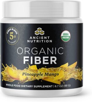 Ancient Nutrition Organic Fiber Powder, Pineapple Mango, Soluble Fiber from Acacia & Konjac Root, Supports Digestive Health, Reduces Bloating, 6.4 oz Ancient Nutrition Organic Fiber Powder, Pineapple Mango, Soluble Fiber from Acacia & Konjac Root, Supports Digestive Health, Reduces Bloating, 6.4 oz