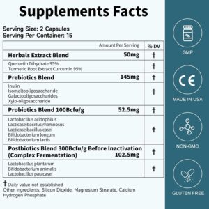 Probiotics Women Men Gut Health: Digestive Health Immune Support Bloating Relief Shelf Stable Strains 35B CFUs per Capsule Complex with Prebiotics Postbiotics Quercetin & Curcumin Supplement Probiotics Women Men Gut Health: Digestive Health Immune Support Bloating Relief Shelf Stable Strains 35B CFUs per Capsule Complex with Prebiotics Postbiotics Quercetin & Curcumin Supplement