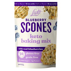 Livlo Blueberry Scone Keto Baking Mix – Low Carb Snack – 2g Net Carbs – Fast, Easy and Delicious Keto Friendly Food – 10 Servings Livlo Blueberry Scone Keto Baking Mix – Low Carb Snack – 2g Net Carbs – Fast, Easy and Delicious Keto Friendly Food – 10 Servings