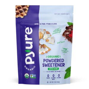 Pyure Organic Powdered Sweetener, Confectioners Sugar Substitute for Baking, Zero Carb, Zero Sugar, Zero Calorie, Plant-Based Stevia Powder Confectioners Blend for Sugar Free & Keto Food, 12 Oz Pyure Organic Powdered Sweetener, Confectioners Sugar Substitute for Baking, Zero Carb, Zero Sugar, Zero Calorie, Plant-Based Stevia Powder Confectioners Blend for Sugar Free & Keto Food, 12 Oz