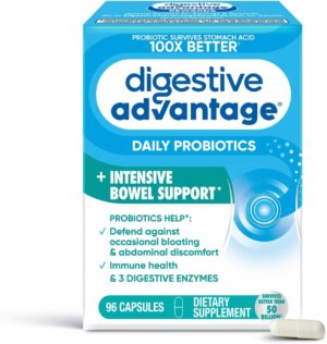 Digestive Advantage IBS Probiotics For Women and Men, Probiotics For Digestive Health & Intensive Bowel Support with Digestive Enzymes For Gut Health, Occasional Bloating & Immune Support, 96 Capsules Digestive Advantage IBS Probiotics For Women and Men, Probiotics For Digestive Health & Intensive Bowel Support with Digestive Enzymes For Gut Health, Occasional Bloating & Immune Support, 96 Capsules