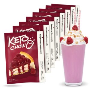 Keto Chow Raspberry Cheesecake – Keto Meal Replacement Shake Powder – Nutritionally Complete – Low Carb – Delicious Easy Meal Substitute – Protein Rich You Choose The Fat – Single Meal – 8 Pack