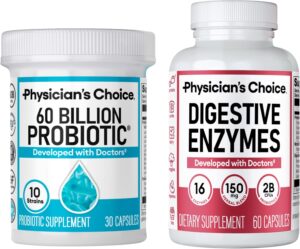 Physician’s CHOICE Advanced Gut Health Bundle: 60 Billion Probiotics 30ct + Digestive Enzymes 60ct for Digestive, Gut, and Immune Health Supports Occasional Constipation, Diarrhea, Gas, and Bloating Physician’s CHOICE Advanced Gut Health Bundle: 60 Billion Probiotics 30ct + Digestive Enzymes 60ct for Digestive, Gut, and Immune Health Supports Occasional Constipation, Diarrhea, Gas, and Bloating