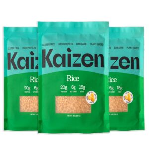 Kaizen Low Carb Keto Rice – Gluten-Free, High Protein (20g), Keto Friendly, Plant Based, Made with High Fiber Lupin Flour – 8 ounces (Pack of 3)
