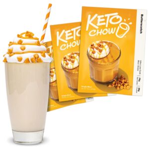 Keto Chow Butterscotch – Keto Meal Replacement Shake Powder – Nutritionally Complete – Low Carb – Delicious Easy Meal Substitute – Protein Rich & Dairy Free – Single Meal – 3 Pack
