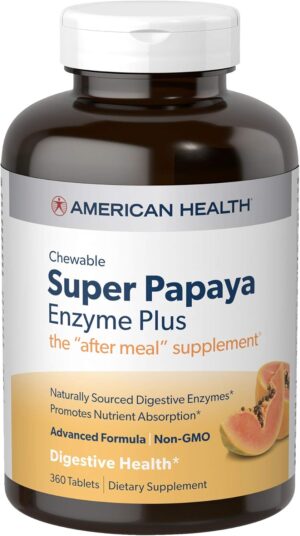American Health, Super Papaya Enzyme Plus Chewable Tablets, 360 Count American Health, Super Papaya Enzyme Plus Chewable Tablets, 360 Count