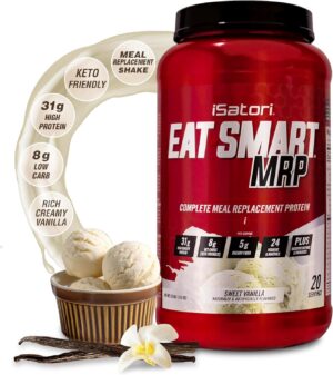 iSatori Eat Smart MRP, High Protein Meal Replacement Shake with Whey Protein Powder, Probiotics Powder, Casein Protein, MCT Oil, Egg Albumen, Vitamins & Minerals, Keto, Vanilla Flavor, 20 Servings iSatori Eat Smart MRP, High Protein Meal Replacement Shake with Whey Protein Powder, Probiotics Powder, Casein Protein, MCT Oil, Egg Albumen, Vitamins & Minerals, Keto, Vanilla Flavor, 20 Servings