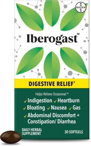 Iberogast Softgels, Herbal Relief of Stomach Upsets: Occasional Indigestion, Bloating, Gas, Nausea, Upset Stomach; 6-Herb Blend with Iberis Amara, Peppermint, Licorice, Lemon Balm; 30ct Iberogast Softgels, Herbal Relief of Stomach Upsets: Occasional Indigestion, Bloating, Gas, Nausea, Upset Stomach; 6-Herb Blend with Iberis Amara, Peppermint, Licorice, Lemon Balm; 30ct