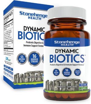 Stonehenge Health Probiotics 55 Billion CFU – 16 Strains, Prebiotic, Synbiotics Dynamic Biotics – Lactobacillus Acidophilus, Delayed Release, Shelf Stable, Non-GMO Gluten Free Veggie Capsule Stonehenge Health Probiotics 55 Billion CFU – 16 Strains, Prebiotic, Synbiotics Dynamic Biotics – Lactobacillus Acidophilus, Delayed Release, Shelf Stable, Non-GMO Gluten Free Veggie Capsule