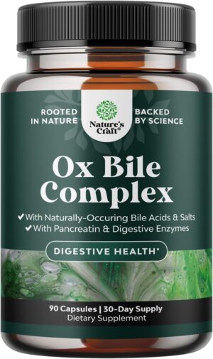 Digestive Enzymes with Ox Bile – Ox Bile Supplements for No Gallbladder with Trypsin, Papain & Bromelain Enzyme for Pancrease Cleanse & Detox – Pancreatin Digestion Enzymes for Women & Men – 90 Ct Digestive Enzymes with Ox Bile – Ox Bile Supplements for No Gallbladder with Trypsin, Papain & Bromelain Enzyme for Pancrease Cleanse & Detox – Pancreatin Digestion Enzymes for Women & Men – 90 Ct