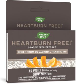 Nature’s Way Heartburn Free! Orange Peel Extract Supplement, Occasional Heartburn Relief*, 10 Softgels Nature’s Way Heartburn Free! Orange Peel Extract Supplement, Occasional Heartburn Relief*, 10 Softgels