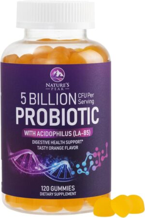 Probiotic Gummies for Women, Men & Teens – 5 Billion CFUs, 6 Probiotic Strains, Orange Flavor – Daily Gummy Probiotics Supplement for Natural Digestive Health, “Good” Gut & Immune Support – 120 Count Probiotic Gummies for Women, Men & Teens – 5 Billion CFUs, 6 Probiotic Strains, Orange Flavor – Daily Gummy Probiotics Supplement for Natural Digestive Health, “Good” Gut & Immune Support – 120 Count