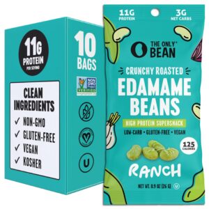 The Only Bean High Protein Snacks, Healthy Snacks for Adults and Kids, Vegan and Low Carb Snacks, Individual Gluten Free Keto Snacks – Edamame Beans Snack (Ranch) – 0.9oz (Pack of 10) The Only Bean High Protein Snacks, Healthy Snacks for Adults and Kids, Vegan and Low Carb Snacks, Individual Gluten Free Keto Snacks – Edamame Beans Snack (Ranch) – 0.9oz (Pack of 10)