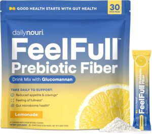 Daily Nouri FeelFull Prebiotic Fiber Drink Mix with Glucomannan & Chromium | for Natural Feeling of Fullness, Appetite & Cravings Support, Gut Microbiome & Metabolic Health | 30 Stick Packs Daily Nouri FeelFull Prebiotic Fiber Drink Mix with Glucomannan & Chromium | for Natural Feeling of Fullness, Appetite & Cravings Support, Gut Microbiome & Metabolic Health | 30 Stick Packs