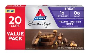 Atkins Endulge Peanut Butter Cups, Dessert Favorite, Low Carb, 0g Sugar, 20 Count Atkins Endulge Peanut Butter Cups, Dessert Favorite, Low Carb, 0g Sugar, 20 Count