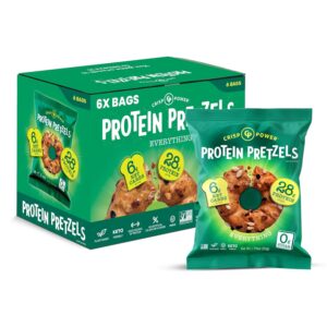 Crisp Power High Protein Pretzel Crisps – 6 Pack x 1.75 oz Crunchy & Flavorful Plant-Based Snack. No Sugar, 28g Protein Per Pack in 3 Savory Flavors, Vegan, Keto Friendly, Non-GMO, Kosher Non-Dairy (1.75 Ounce (Pack of 6), Everything) Crisp Power High Protein Pretzel Crisps – 6 Pack x 1.75 oz Crunchy & Flavorful Plant-Based Snack. No Sugar, 28g Protein Per Pack in 3 Savory Flavors, Vegan, Keto Friendly, Non-GMO, Kosher Non-Dairy (1.75 Ounce (Pack of 6), Everything)