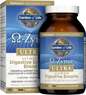 Garden of Life Vegetarian Digestive Supplement – Omega Zyme Ultra Enzyme Blend for Digestion, Bloating, Gas, and IBS, 180 Capsules Garden of Life Vegetarian Digestive Supplement – Omega Zyme Ultra Enzyme Blend for Digestion, Bloating, Gas, and IBS, 180 Capsules