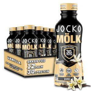 Jocko Mölk 30g Grass Fed Protein Shakes – No Added Sugar Protein Drinks KETO Friendly – Ready to Drink 12 FL Oz (Pack of 12) Vanilla