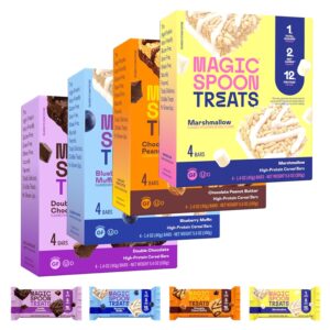 MAGIC SPOON Treats – High Protein Bars, Low Carb, Keto Friendly, 1g of Sugar, Gluten Free, Crispy Treat Cereal Bar, On-The-Go Healthy Snack (4 each of Marshmallow, Chocolate PB, Blueberry Muffin, Double Chocolate) MAGIC SPOON Treats – High Protein Bars, Low Carb, Keto Friendly, 1g of Sugar, Gluten Free, Crispy Treat Cereal Bar, On-The-Go Healthy Snack (4 each of Marshmallow, Chocolate PB, Blueberry Muffin, Double Chocolate)
