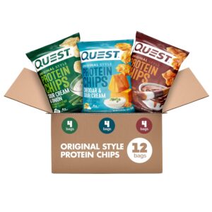 Quest Nutrition Protein Chips Variety Pack, BBQ, Cheddar & Sour Cream, Sour Cream & Onion, High Protein, Low Carb, 1.1 oz (Pack of 12) Quest Nutrition Protein Chips Variety Pack, BBQ, Cheddar & Sour Cream, Sour Cream & Onion, High Protein, Low Carb, 1.1 oz (Pack of 12)
