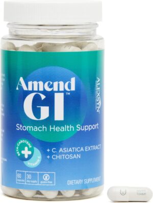 Amend GI All-Natural Stomach Health Support 60 Capsules – Nutraceutical for Stress-Induced Ulcer Symptoms – Supports Healing and Digestive Health with Asiatica Extract & CM Chitosan Amend GI All-Natural Stomach Health Support 60 Capsules – Nutraceutical for Stress-Induced Ulcer Symptoms – Supports Healing and Digestive Health with Asiatica Extract & CM Chitosan