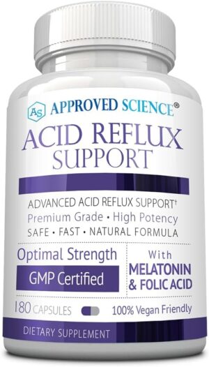 Approved Science® Acid Reflux Support – with Melatonin, Marshmallow Root, L-Taurine -180 Capsules – Vegan Approved Science® Acid Reflux Support – with Melatonin, Marshmallow Root, L-Taurine -180 Capsules – Vegan