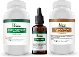 Gotas Gastritis Apoyo digestivo para la acidez estomacal, reflujo Acido e indigestión (2.0 fl oz) (1) – Uña de gato, Inca muña cápsulas (gastrizan) – HIgano Sano Complejo de desintoxicación y apoyo