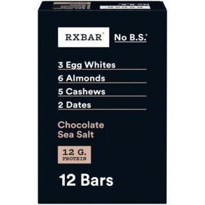 RXBAR Protein Bars, Protein Snack, Snack Bars, Chocolate Sea Salt, 22oz Box (12 Bars) RXBAR Protein Bars, Protein Snack, Snack Bars, Chocolate Sea Salt, 22oz Box (12 Bars)