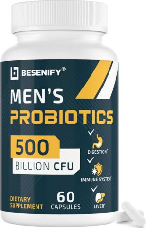Probiotics for Men, 500 Billion CFUs & 12 Strains, Men’s Probiotic with Turmeric, Cranberry, Goji, Pro Biotics for Overall Digestive, Immune Health, Stomach, Gut & Bloating, 60 Capsules Probiotics for Men, 500 Billion CFUs & 12 Strains, Men’s Probiotic with Turmeric, Cranberry, Goji, Pro Biotics for Overall Digestive, Immune Health, Stomach, Gut & Bloating, 60 Capsules