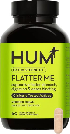 HUM Flatter Me Extra Strength Digestive Enzymes – Fast-Acting Bloat Relief for Digestive Health & Debloating Multi Enzyme, Vegan, 60 Servings HUM Flatter Me Extra Strength Digestive Enzymes – Fast-Acting Bloat Relief for Digestive Health & Debloating Multi Enzyme, Vegan, 60 Servings