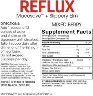 Reflux – Digestive Supplement – Each Tub = 30 Scoops = 30 Servings – Mucosal Support for Acid Issues – with Mucosave FG and Slippery Elm Bark (1 Tub) Reflux – Digestive Supplement – Each Tub = 30 Scoops = 30 Servings – Mucosal Support for Acid Issues – with Mucosave FG and Slippery Elm Bark (1 Tub)