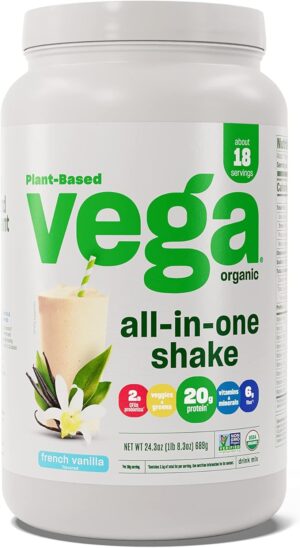 Vega Organic All-in-One Vegan Protein Powder, French Vanilla -Superfood Ingredients, Vitamins for Immunity Support, Keto Friendly, Pea Protein for Women & Men, 1.5 lbs (Pack of 1) Vega Organic All-in-One Vegan Protein Powder, French Vanilla -Superfood Ingredients, Vitamins for Immunity Support, Keto Friendly, Pea Protein for Women & Men, 1.5 lbs (Pack of 1)