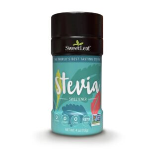 SweetLeaf Stevia Powder Shaker Jar – Zero Calorie Sweetener with Stevia Leaf Extract, No Artificial Sweetener Additives, Sugar Free, Keto Friendly, Non GMO, Gluten Free – 4 Oz (Pack of 1) SweetLeaf Stevia Powder Shaker Jar – Zero Calorie Sweetener with Stevia Leaf Extract, No Artificial Sweetener Additives, Sugar Free, Keto Friendly, Non GMO, Gluten Free – 4 Oz (Pack of 1)