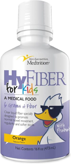 Medtrition HyFiber Liquid Fiber for Kids in Only One Tablespoon, Supports Regularity and Softer Stools, FOS Prebiotics for Gut Health, 6 Grams of Fiber, 32 Servings per Bottle